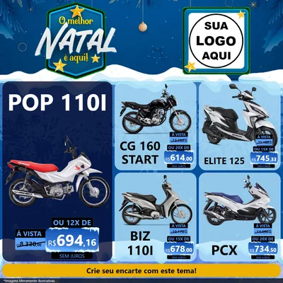 Modelo de Rede Social para Feed Facebook com o tema O Melhor Natal É Aqui! para Concessionaria de Motos
