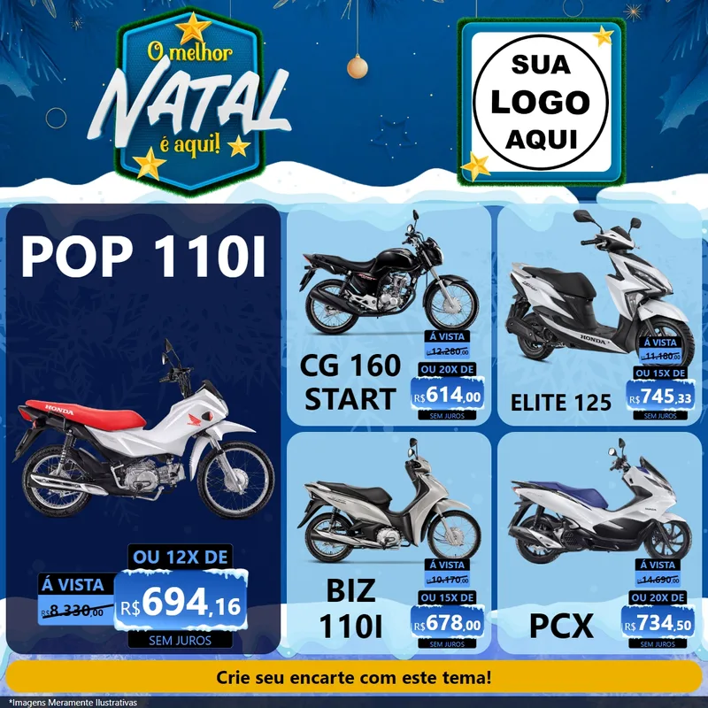 Modelo de Rede Social para Feed Facebook com o tema O Melhor Natal É Aqui! para Concessionaria de Motos