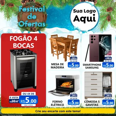 Modelo de Rede Social para Feed Facebook com o tema Festival de Ofertas - Inverno para Móveis e Eletro