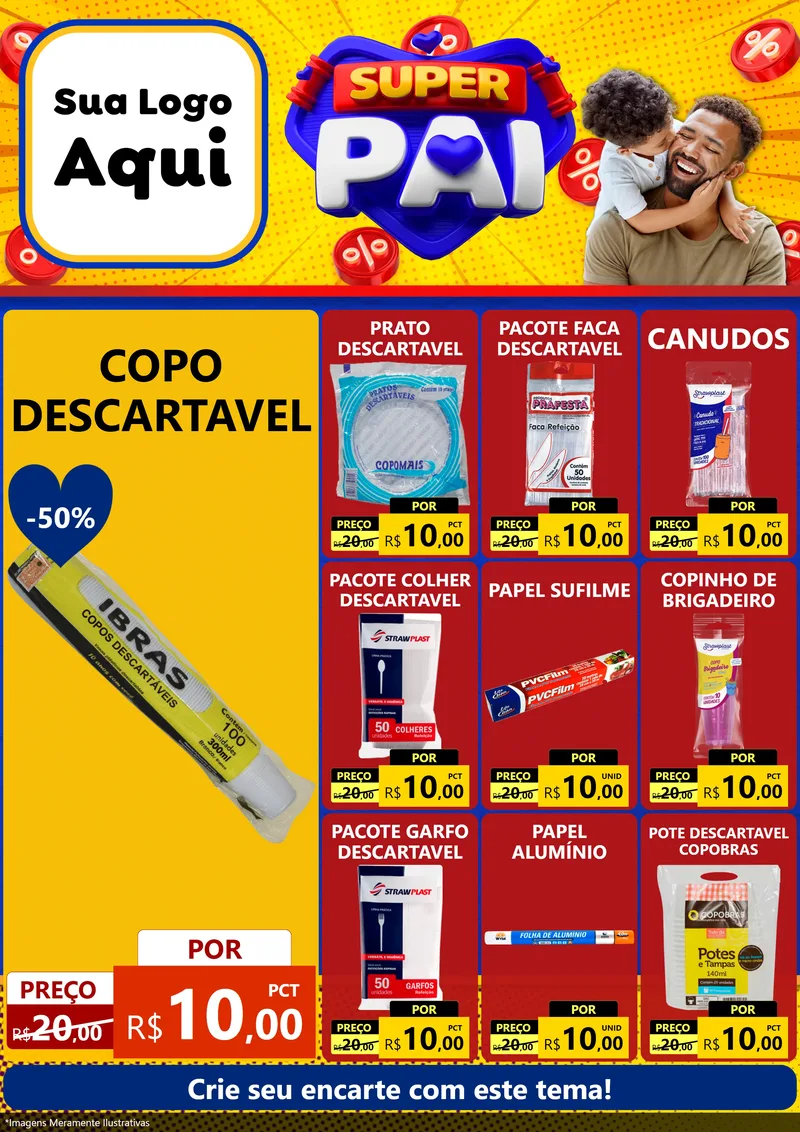 Modelo de Encarte para Encarte A4 Vertical com o tema Super Pai para Embalagens