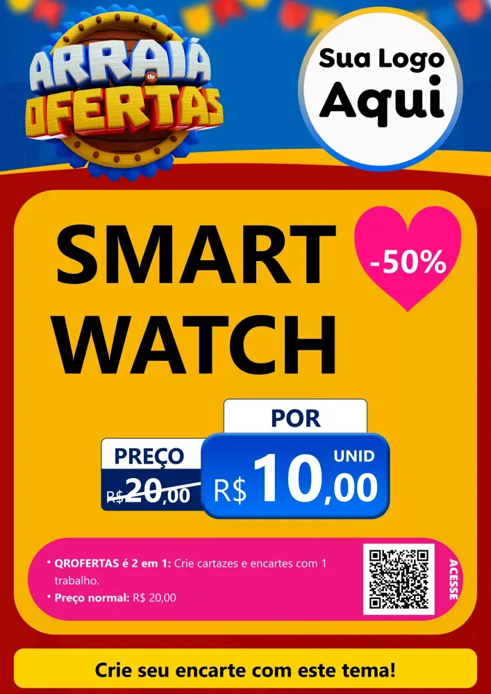 Modelo de Cartaz para Cartaz A4 Vertical com o tema Arraiá de Ofertas - Junina para Informática