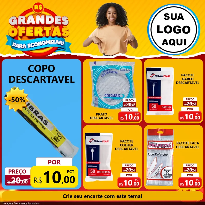 Modelo de Rede Social para Feed Facebook com o tema Grandes Ofertas Para Economizar! para Embalagens