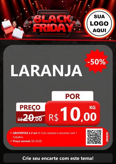 Modelo de Cartaz para Cartaz A4 Vertical com o tema Black Friday para Hortifrúti