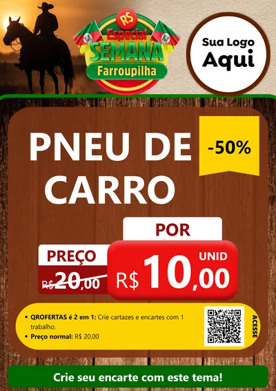 Modelo de Cartaz para Cartaz A4 Vertical com o tema Especial Semana Farroupilha para Auto peças