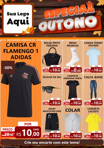 Modelo de Encarte para Encarte A4 Vertical com o tema Especial Outono para Roupas e acessórios
