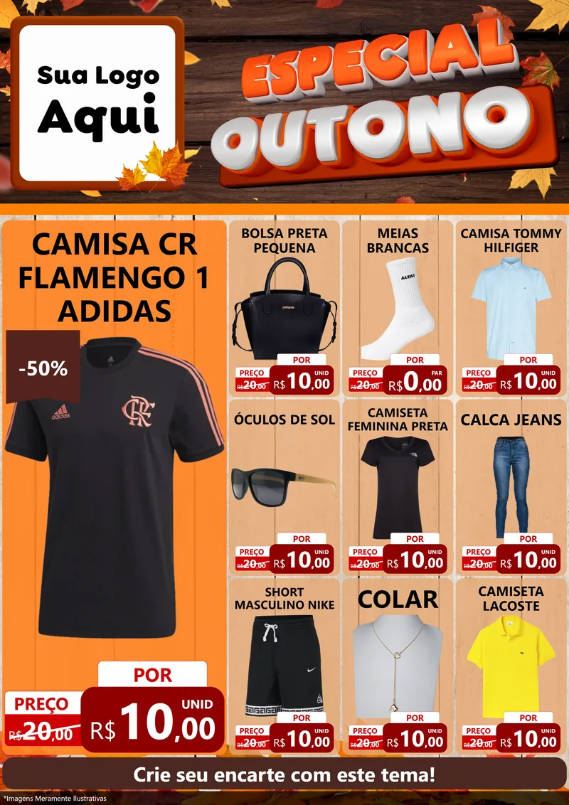 Modelo de Encarte para Encarte A4 Vertical com o tema Especial Outono para Roupas e acessórios