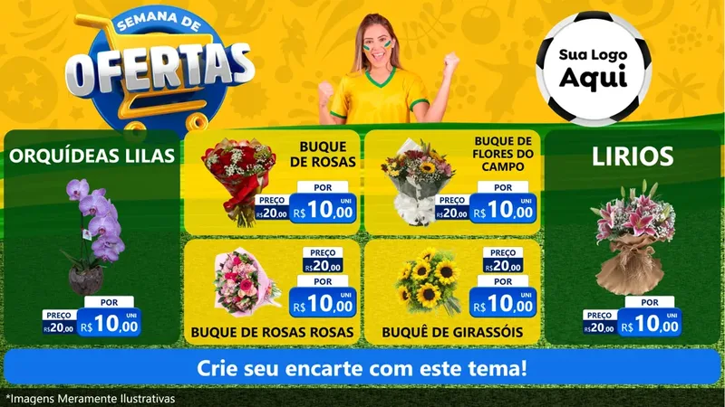 Modelo de TV para TV Horizontal com o tema Semana de Ofertas - Copa para Floricultura e jardim