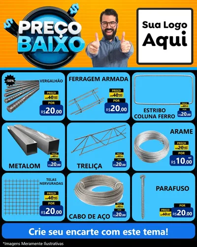 Modelo de Rede Social para Feed Instagram com o tema Preço Baixo para Ferragens