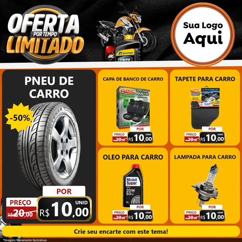 Modelo de Rede Social para Feed Facebook com o tema Oferta Por Tempo Limitado - Motopeças para Auto peças