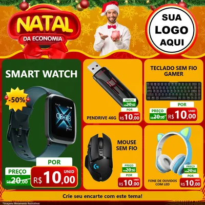 Modelo de Rede Social para Feed Facebook com o tema Natal da Economia para Informática
