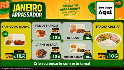 Modelo de TV para TV Horizontal com o tema Janeiro Arrasador para Restaurante