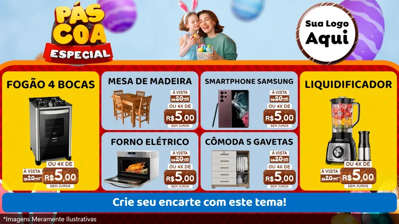Modelo de TV para TV Horizontal com o tema Páscoa Especial para Móveis e Eletro