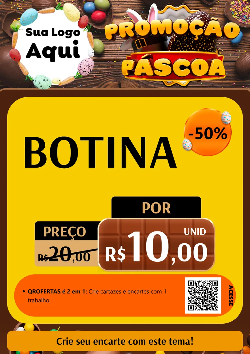 Modelo de Cartaz para Cartaz A4 Vertical com o tema Promoção Páscoa para Agropecuária