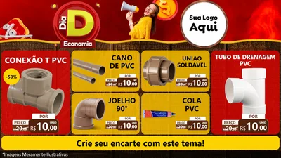 Modelo de TV para TV Horizontal com o tema Dia D Economia para Tubos e conexões