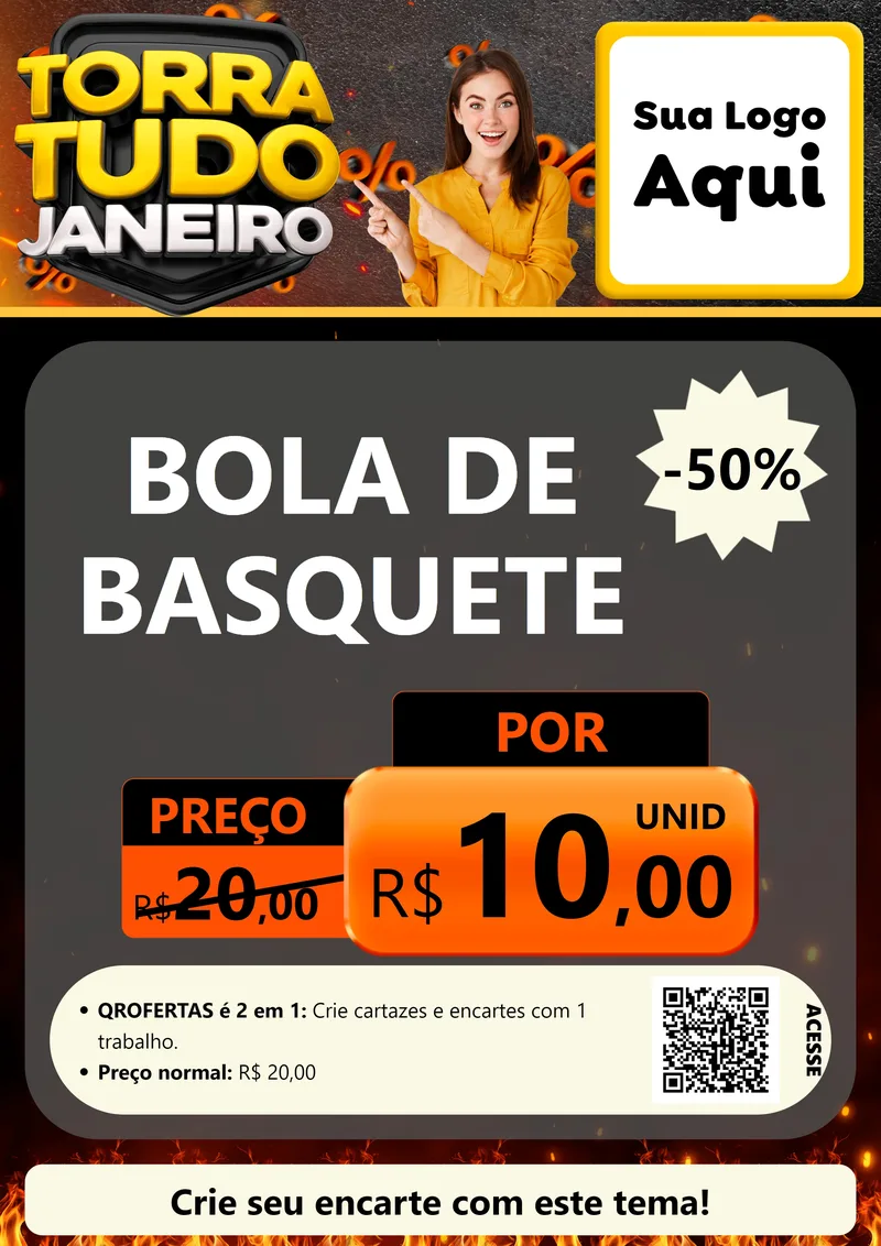 Modelo de Cartaz para Cartaz A4 Vertical com o tema Torra Tudo Janeiro para Artigos Esportivos