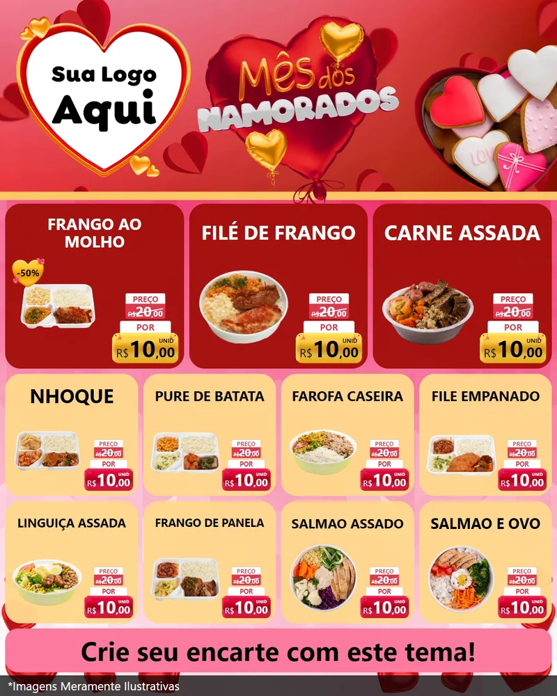 Modelo de Rede Social para Feed Instagram com o tema Mês dos Namorados para Restaurante