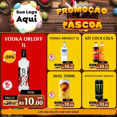Modelo de Rede Social para Feed Facebook com o tema Promoção Páscoa para Distribuidora de bebidas