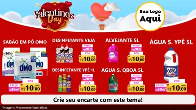 Modelo de TV para TV Horizontal com o tema Valentine's Day para Produtos de Limpeza