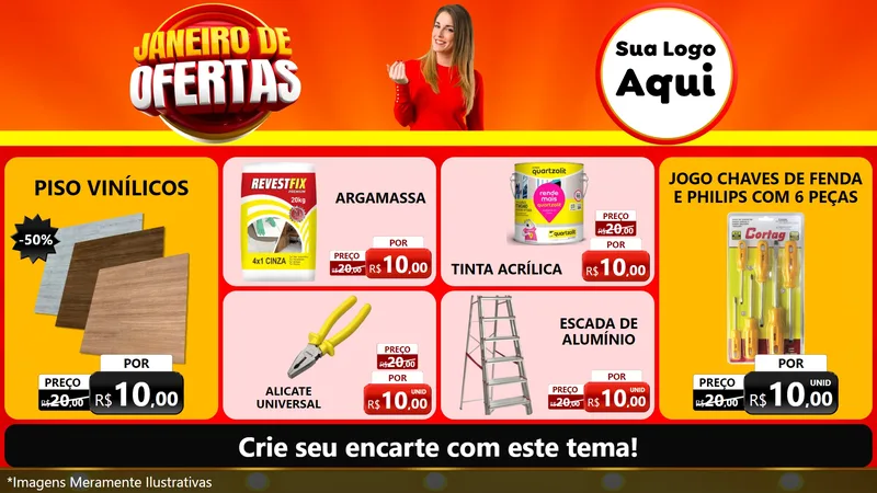 Modelo de TV para TV Horizontal com o tema Janeiro de Ofertas para Material para Construção