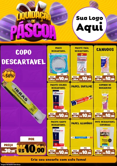 Modelo de Encarte para Encarte A4 Vertical com o tema Liquidação de Páscoa para Embalagens