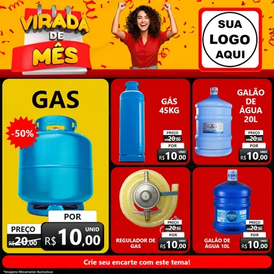 Modelo de Rede Social para Feed Facebook com o tema Virada de Mês para Água e gás