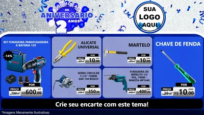 Modelo de TV para TV Horizontal com o tema Promoção de Aniversário - 2 Anos para Maquinas e Ferramentas