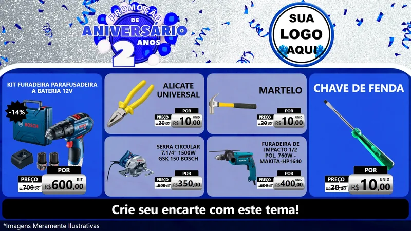 Modelo de TV para TV Horizontal com o tema Promoção de Aniversário - 2 Anos para Maquinas e Ferramentas