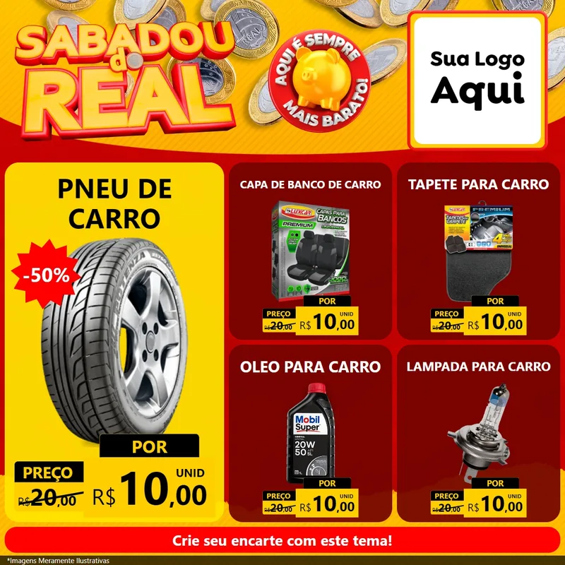 Modelo de Rede Social para Feed Facebook com o tema Sabadou do Real para Auto peças