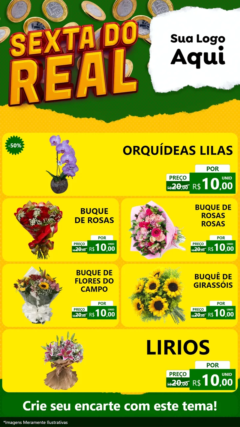 Modelo de TV para TV Vertical com o tema Sexta do Real para Floricultura e jardim