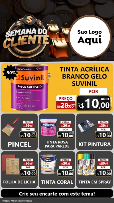 Modelo de Rede Social para Stories com o tema Semana do Cliente para Tintas e Ferramentas