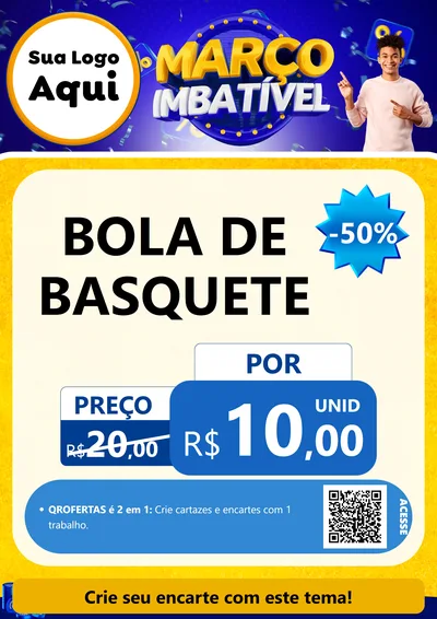 Modelo de Cartaz para Cartaz A4 Vertical com o tema Março Imbatível para Artigos Esportivos