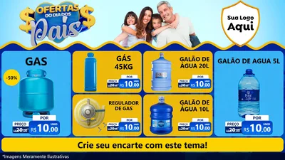 Modelo de TV para TV Horizontal com o tema Ofertas do Dia dos Pais para Água e gás