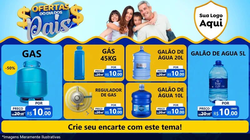 Modelo de TV para TV Horizontal com o tema Ofertas do Dia dos Pais para Água e gás