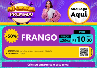 Modelo de Cartaz para Cartaz A4 Horizontal com o tema Pré-Carnaval Premiado para Assados