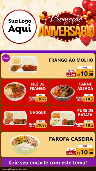 Modelo de TV para TV Vertical com o tema Promoção de Aniversário para Restaurante