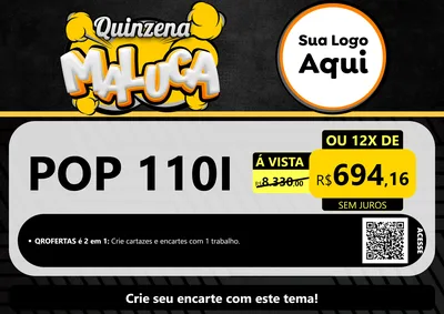 Modelo de Cartaz para Cartaz A4 Horizontal com o tema Quinzena Maluca para Concessionaria de Motos
