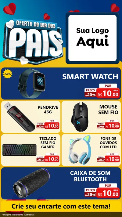 Modelo de TV para TV Vertical com o tema Oferta Do Dia Dos Pais para Informática