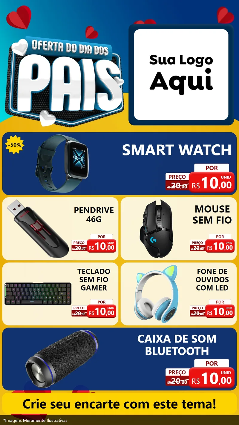 Modelo de TV para TV Vertical com o tema Oferta Do Dia Dos Pais para Informática