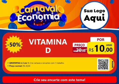 Modelo de Cartaz para Cartaz A4 Horizontal com o tema Carnaval da Economia para Farmácia