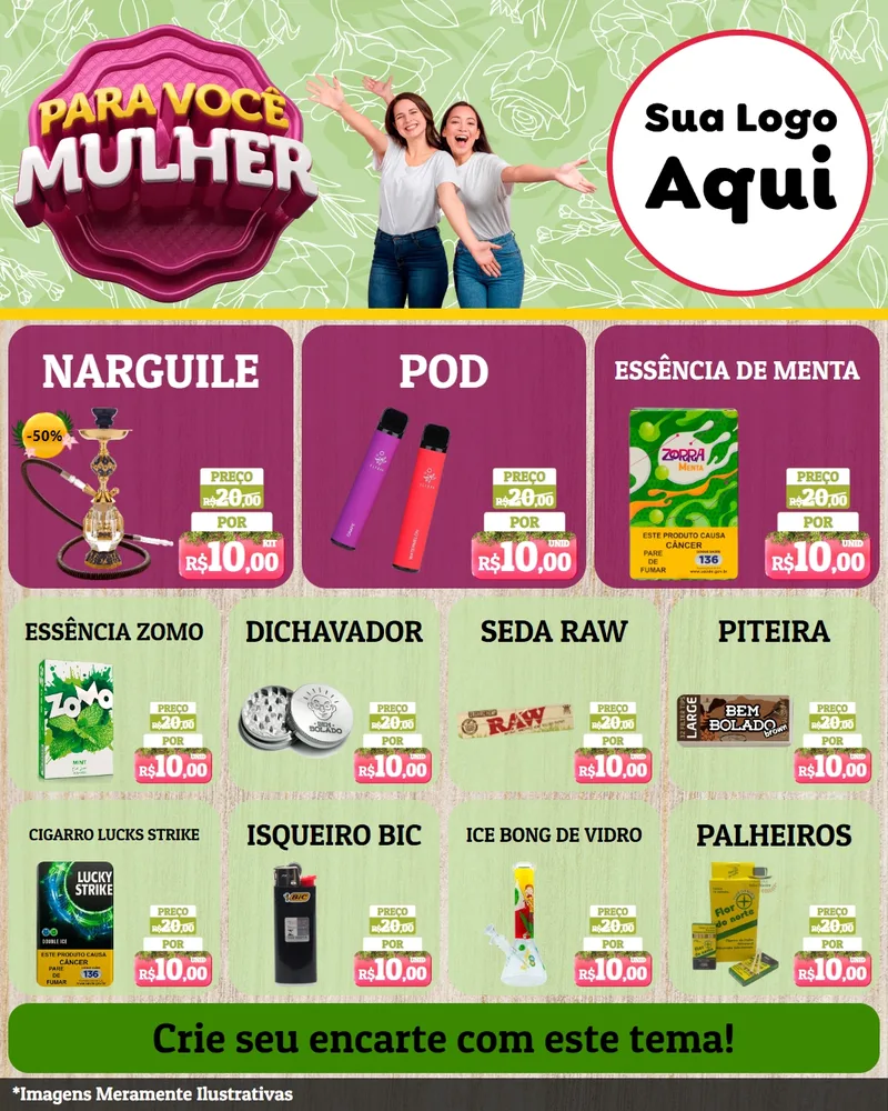 Modelo de Rede Social para Feed Instagram com o tema Para Você Mulher para Tabacaria