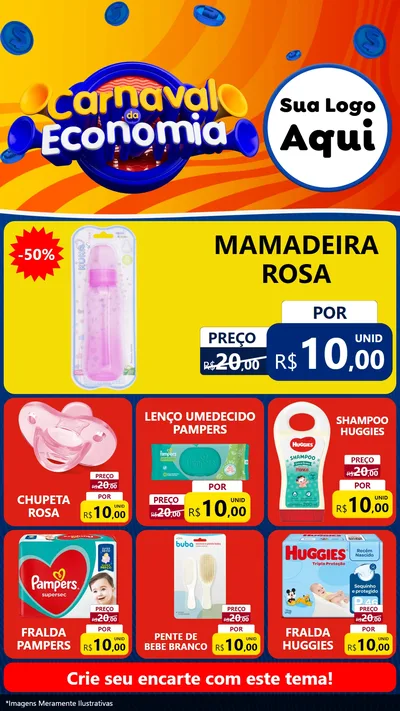 Modelo de Rede Social para Stories com o tema Carnaval da Economia para Bebês