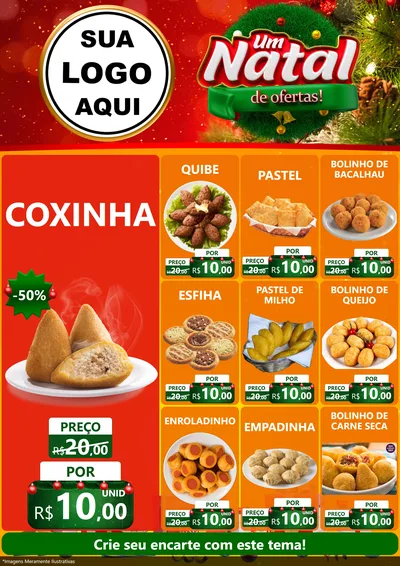 Modelo de Encarte para Encarte A4 Vertical com o tema Um Natal de Ofertas para Salgadaria