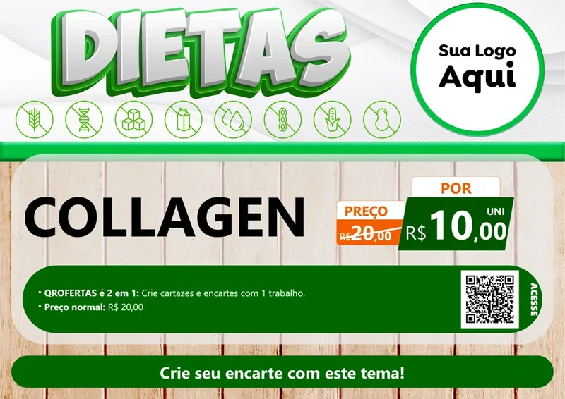 Modelo de Cartaz para Cartaz A4 Horizontal com o tema Dietas para Suplementos alimentares