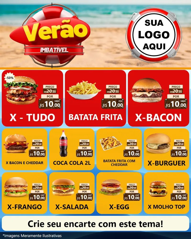 Modelo de Rede Social para Feed Instagram com o tema Verão Imbatível para Hamburgueria