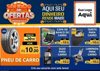 Modelo de Encarte para Encarte A4 Horizontal com o tema Sábado de Ofertas Imperdíveis para Auto peças