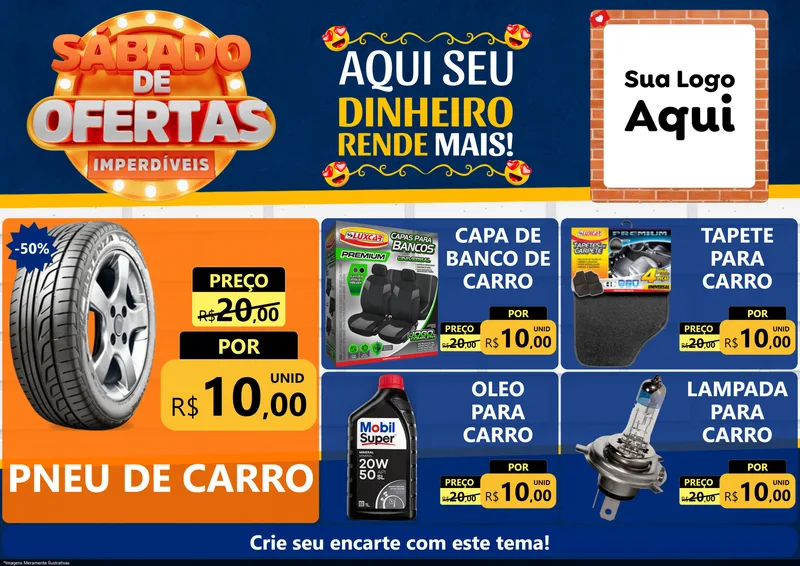 Modelo de Encarte para Encarte A4 Horizontal com o tema Sábado de Ofertas Imperdíveis para Auto peças