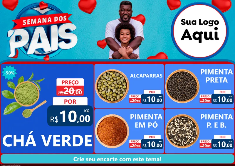 Modelo de Encarte para Encarte A4 Horizontal com o tema Semana Dos Pais para Produtos Naturais