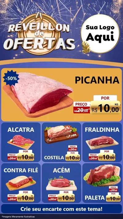Modelo de Rede Social para Stories com o tema Réveillon de Ofertas para Açougue