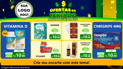 Modelo de TV para TV Horizontal com o tema Ofertas do Feriado - Proclamação da República para Farmácia