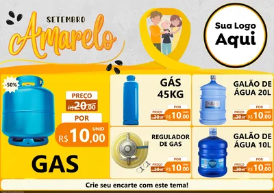 Modelo de Encarte para Encarte A4 Horizontal com o tema Setembro Amarelo para Água e gás